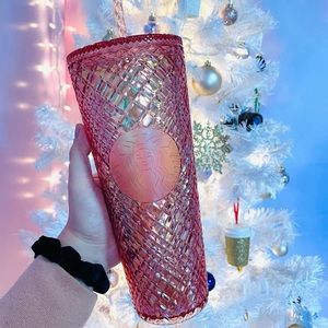 NWT Starbucks Winter Holiday Jeweled Tumbler Cold Cup - Rose Gold - 24oz 2021
